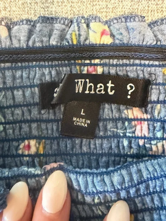 Say What? Navy Floral Smocked Crop Tank - Picture 4 of 5